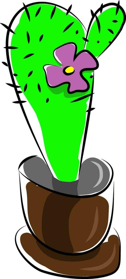 schilderij van een hoog bloeiend cactus fabriek vector kleur tekening of illustratie