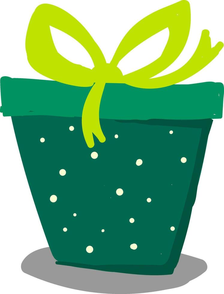 een helder aantrekkelijk versierd verpakking doos bekroond met groen boog werken vooral goed voor cadeaus vector kleur tekening of illustratie