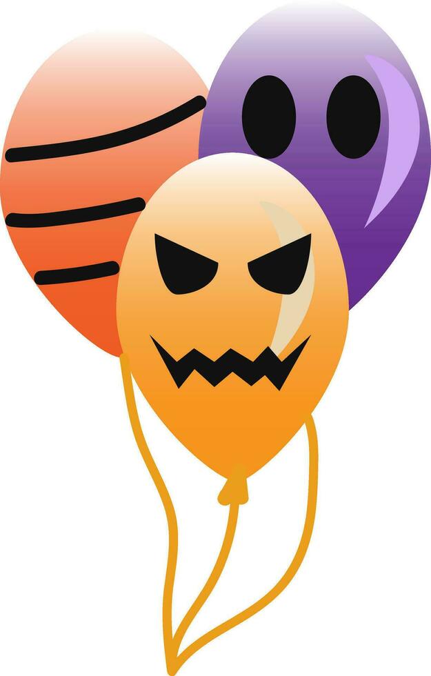 decoratief ballonnen met eng gezichten voor de halloween partij vector kleur tekening of illustratie