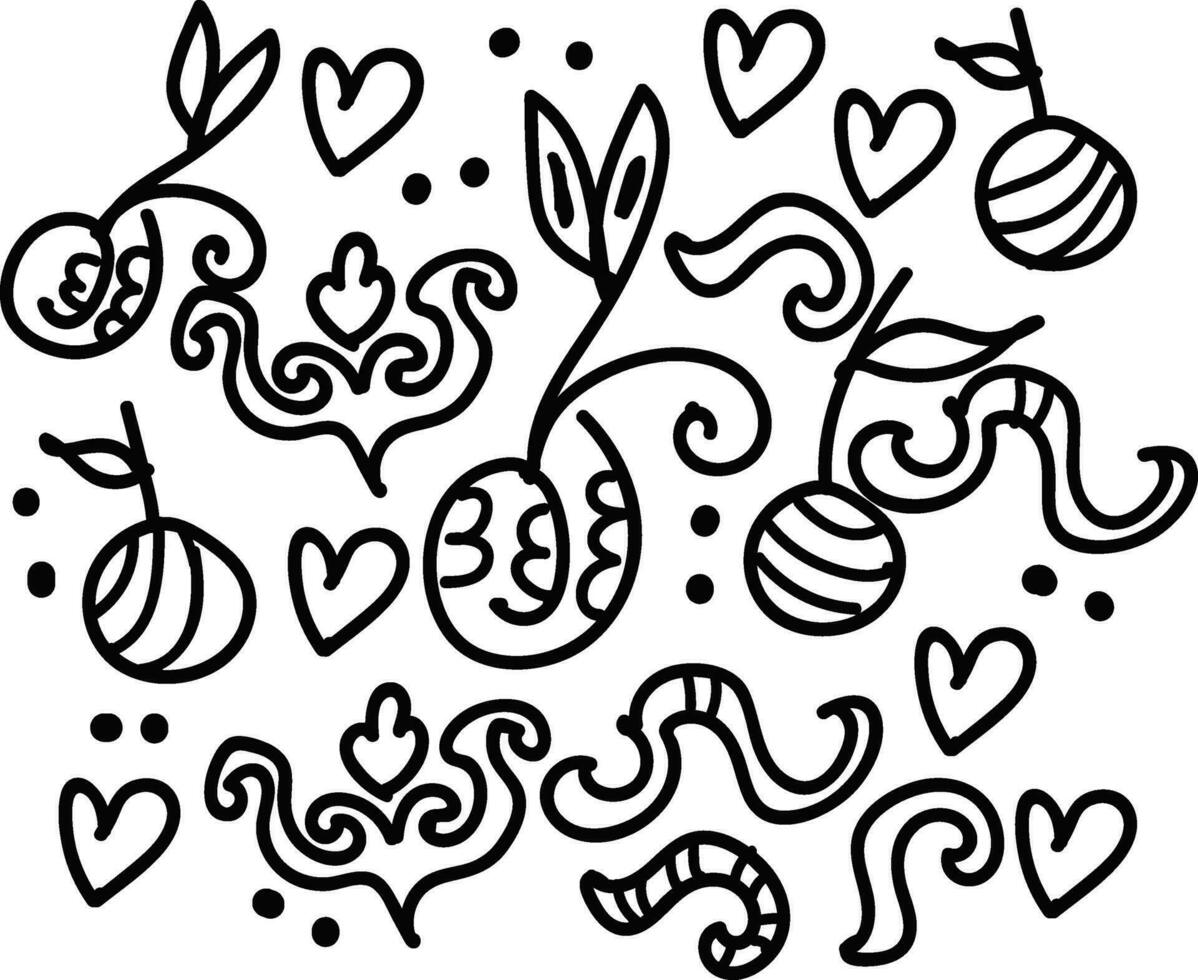 een mooi tekening kunst van gebruik makend van divers vormen net zo hart fruit bladeren enz vector kleur tekening of illustratie