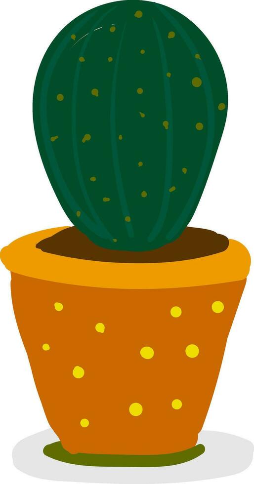 een mooi groen cactus fabriek in een ontworpen geel bloem pot vector kleur tekening of illustratie
