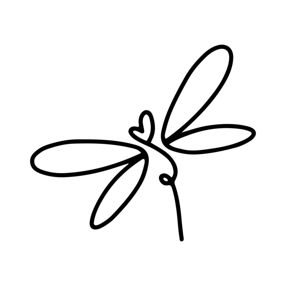 libel lijn kunst tekening illustratie, gemakkelijk en minimalistische insect libel logo ontwerp. schets libel logo vector