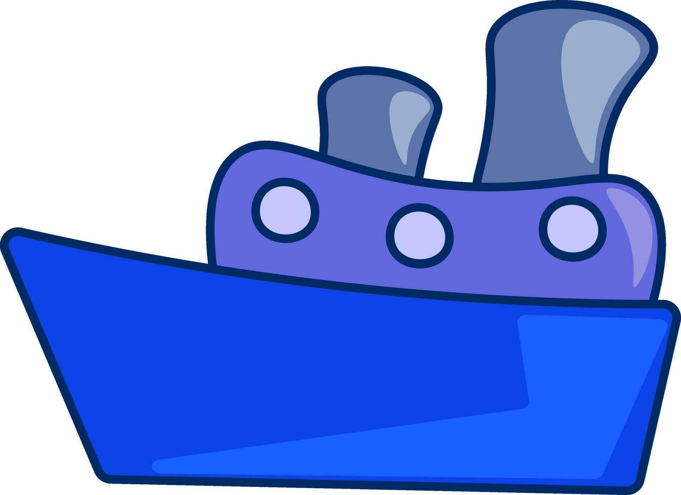 een groot blauw speelgoed- schip vector of kleur illustratie