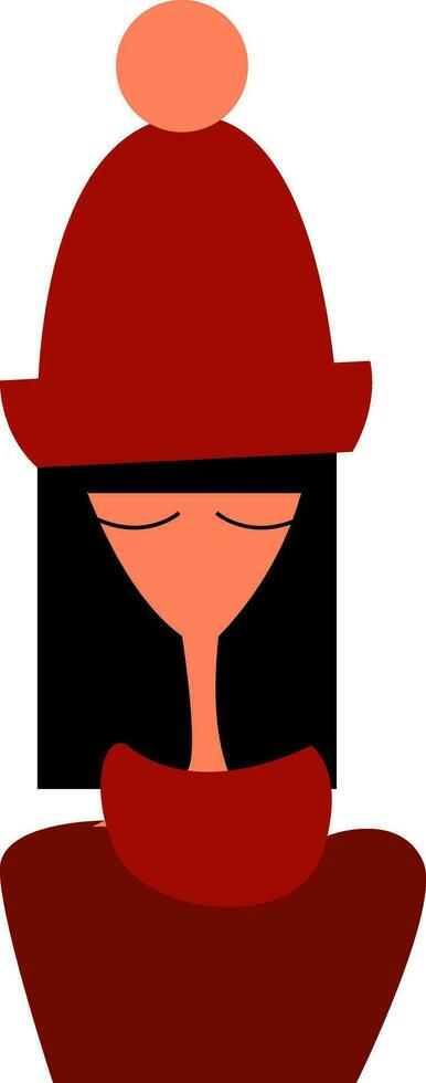 meisje in rood winter kleren vector of kleur illustratie