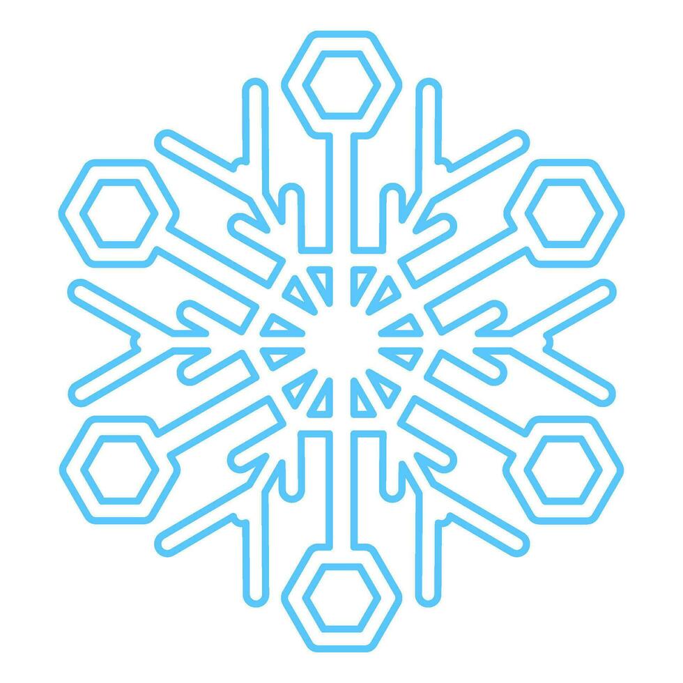 winter blauw pluizig sneeuwvlok dun geaaid icoon vector