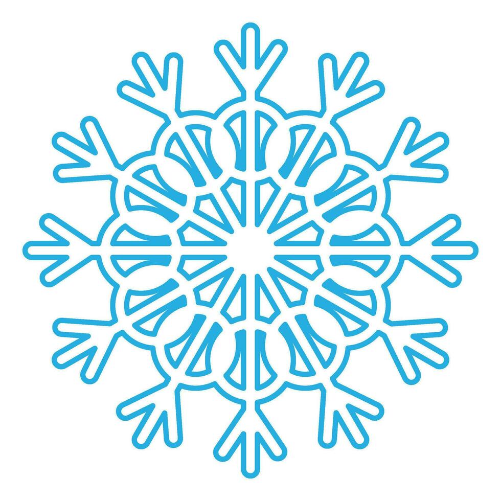 winter blauw pluizig sneeuwvlok dun geaaid icoon vector