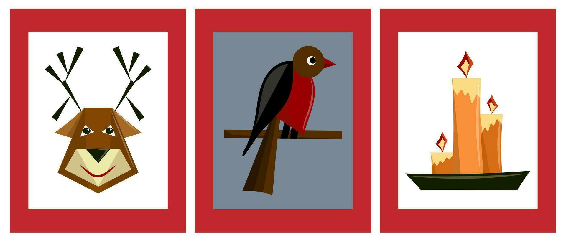 reeks van nieuw jaar affiches. Kerstmis groet kaarten. minimalistisch abstract illustraties met meetkundig vormen. 2024. vlak vector stijl.