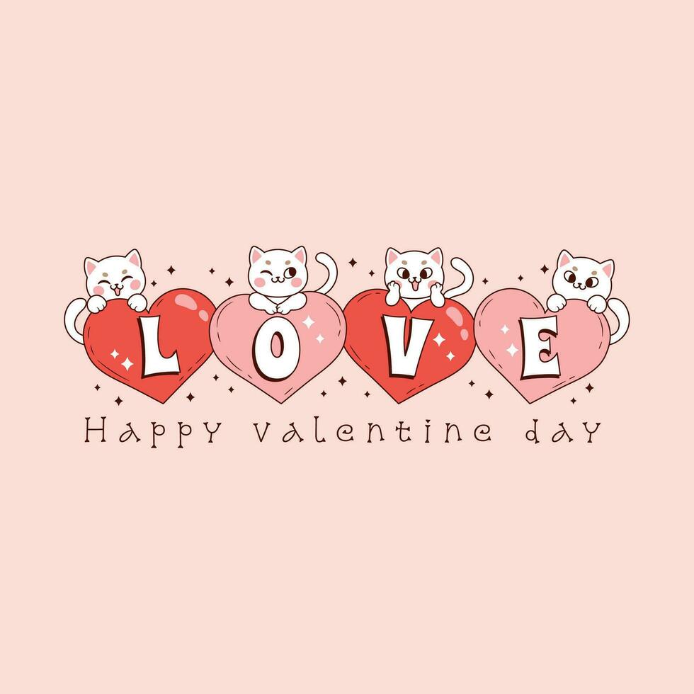 aanbiddelijk illustratie van katten en de woord liefde voor Valentijnsdag dag vector