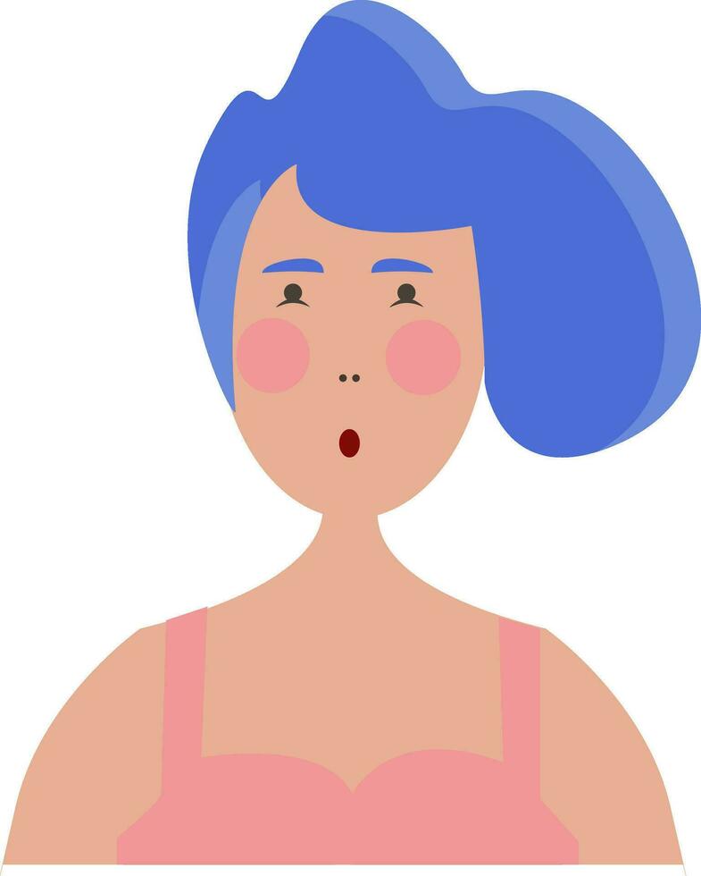 een vrouw heeft geverfd haar haar- en wenkbrauwen in opvallend blauw kleur vector kleur tekening of illustratie