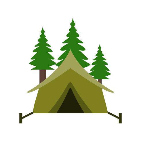 Tent met bomen Vector pictogram