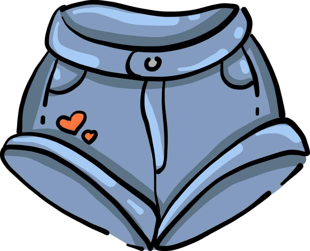 blauw jean korte broek, illustratie, vector Aan wit achtergrond