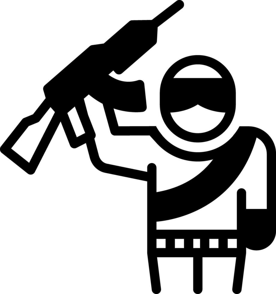 solide icoon voor terroristen vector