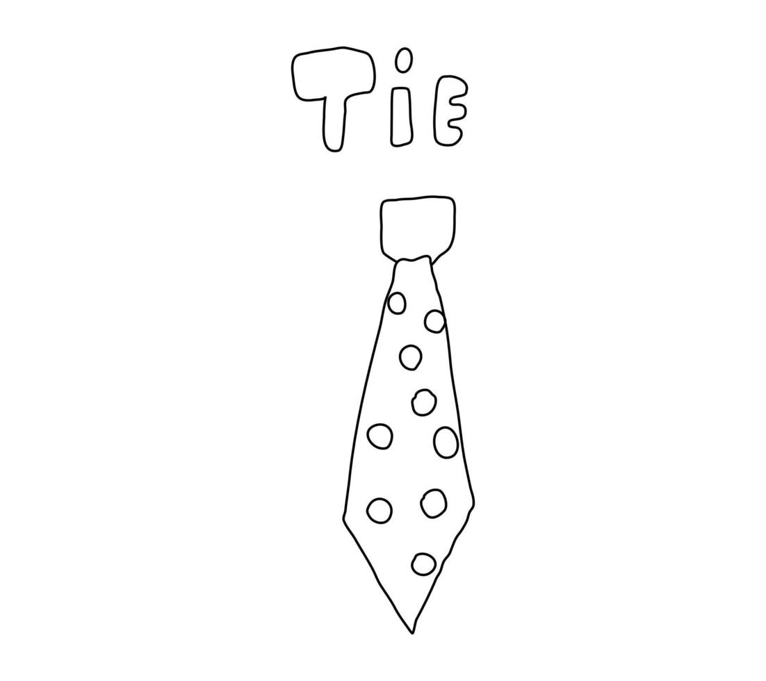 een stropdas met de hand getekend met een zwarte omtrek. stropdas pictogram. stropdas met stippen vector