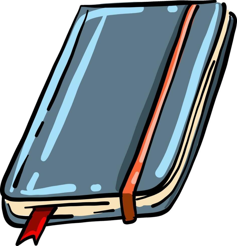 blauw notitieboekje, illustratie, vector Aan wit achtergrond