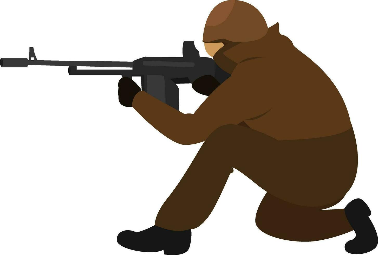 Mens met een machine geweer, illustratie, vector Aan wit achtergrond