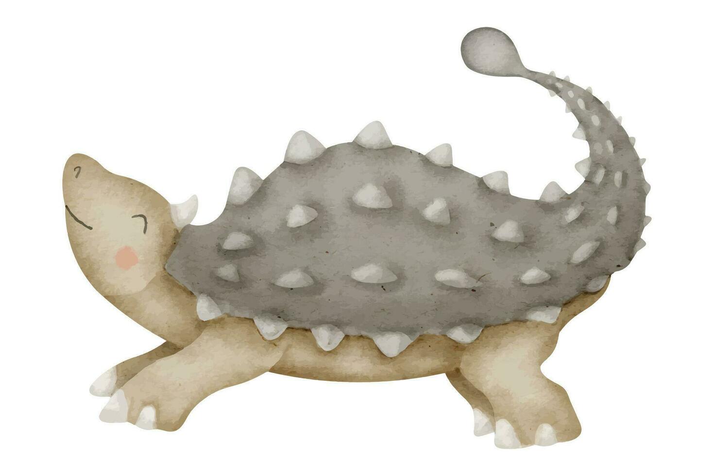 dinosaurus ankylosaurus waterverf illustratie. hand- getrokken klem kunst van schattig dino Aan geïsoleerd achtergrond. tekening van baby tekenfilm karakter. schetsen van dier monster voor kinderen. creëren t overhemden en kaarten vector