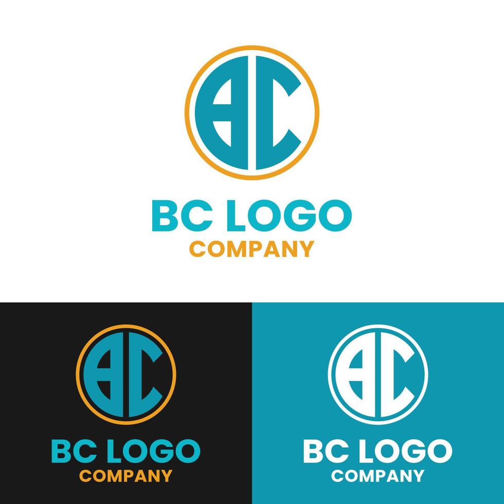 beginletter bc bc cb cirkel logo ontwerpsjabloon vector