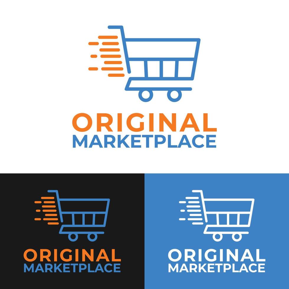 winkelwagen logo ontwerpsjabloon. geschikt voor online e-commerce winkel winkel markt suprmarket zakelijk merk eenvoudig modern logo-ontwerp vector