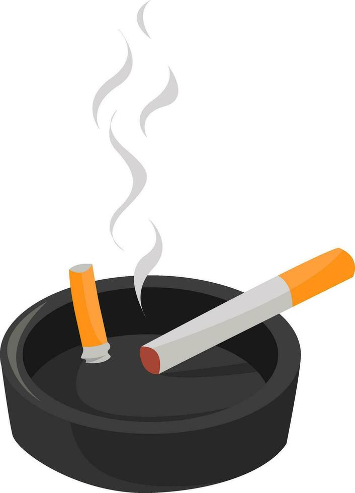 sigaretten in asbakje, illustratie, vector Aan wit achtergrond