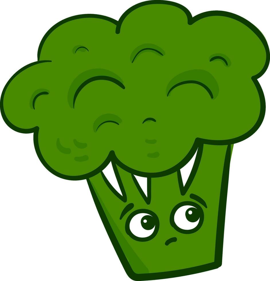 bezorgd broccoli, illustratie, vector Aan wit achtergrond