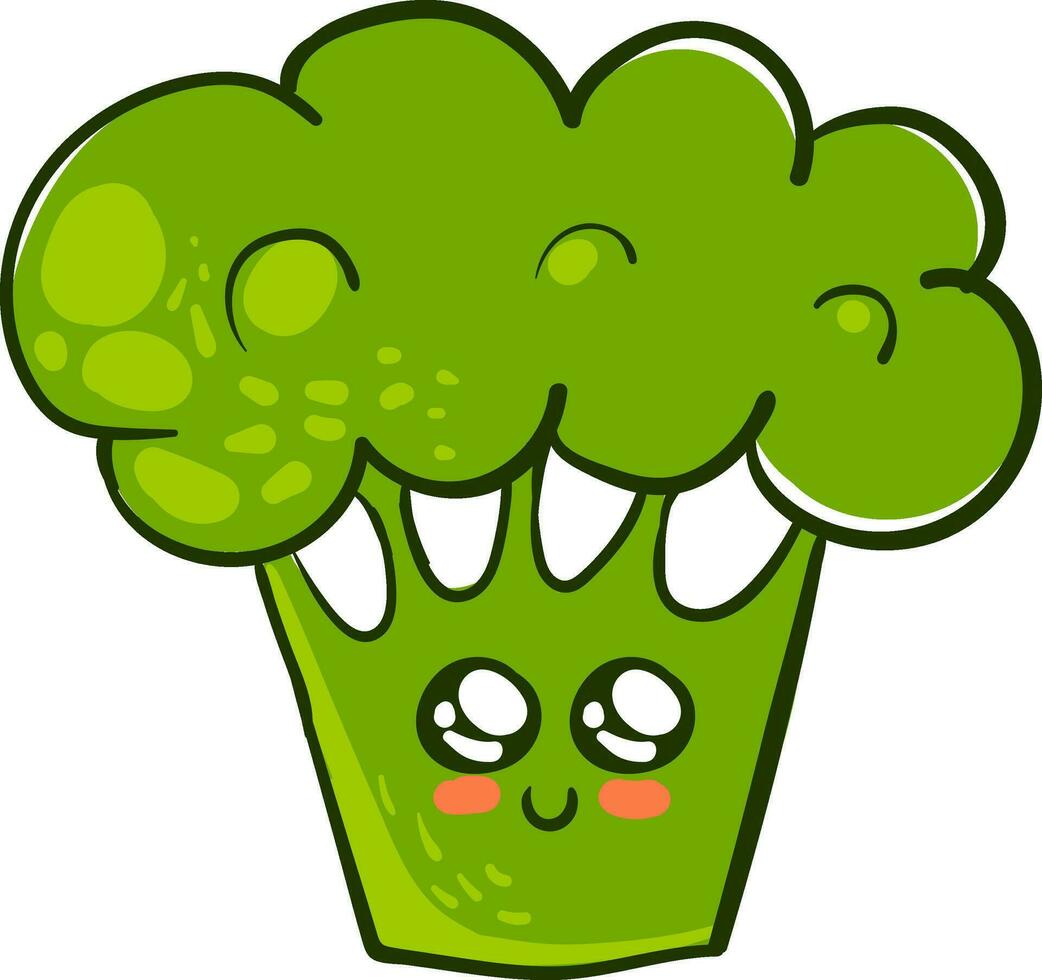 schattig broccoli, illustratie, vector Aan wit achtergrond