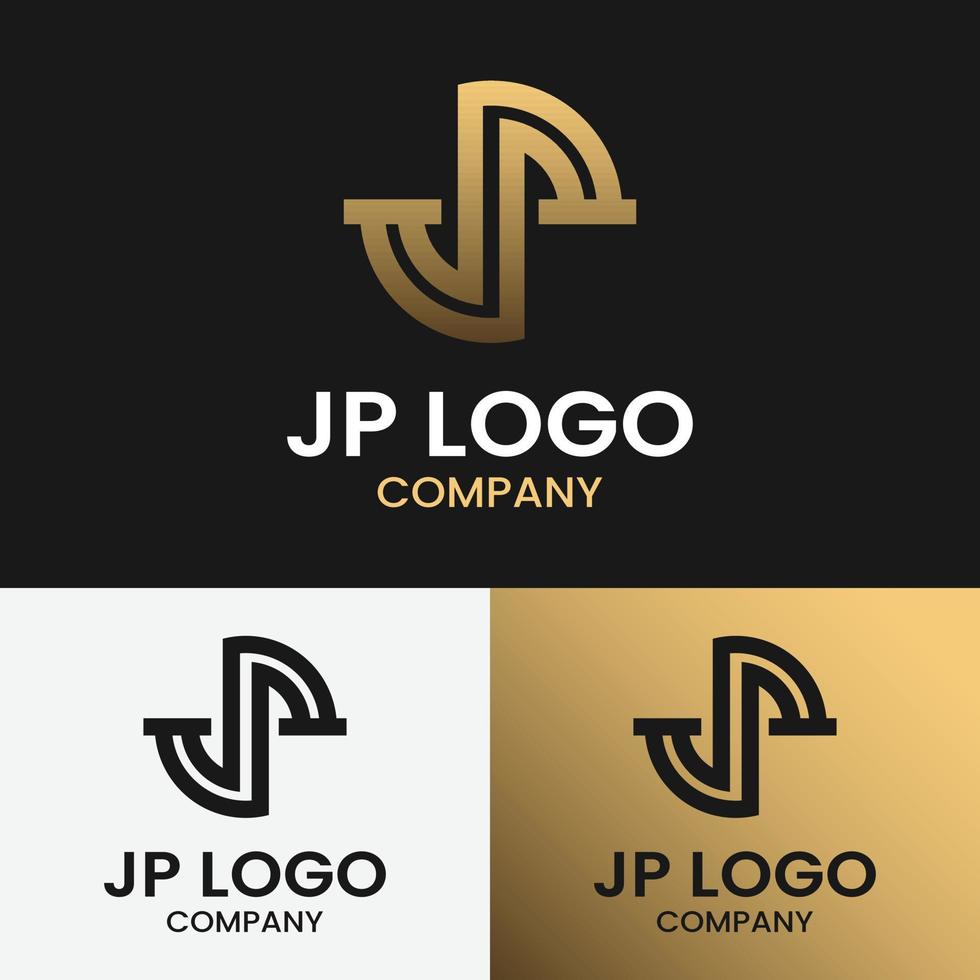 monogram brief eerste jp dp voor algemene financiën mode bedrijf merk bedrijf in eenvoudige lijn retro hipster stijl logo ontwerpsjabloon vector