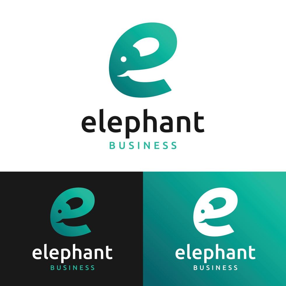 letter eerste e olifant logo ontwerpsjabloon vector