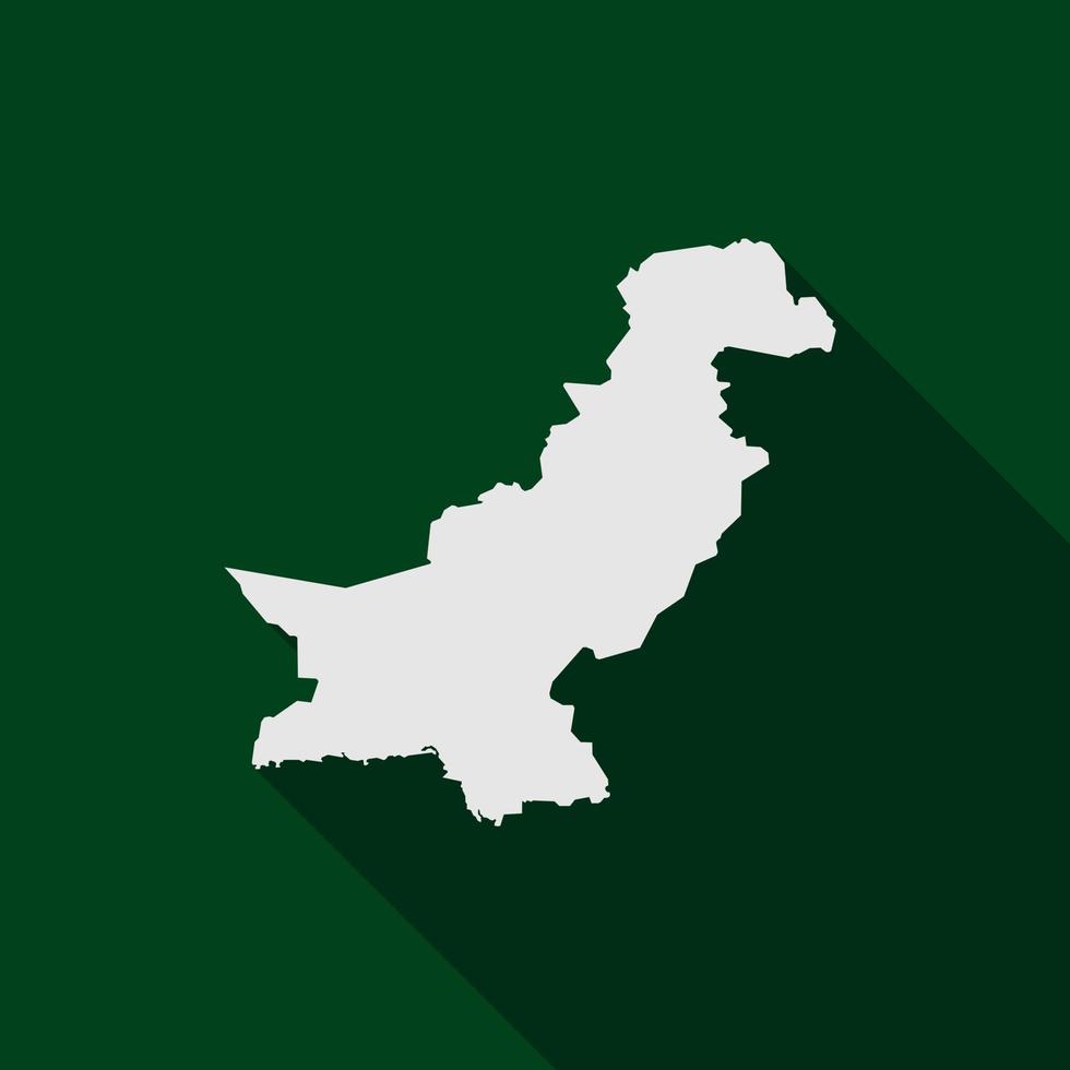 kaart van pakistan op groene achtergrond met lange schaduw vector