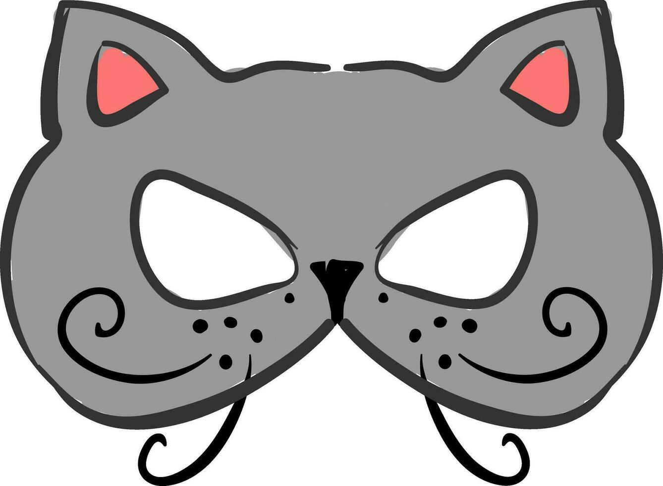 kat masker, illustratie, vector Aan wit achtergrond.