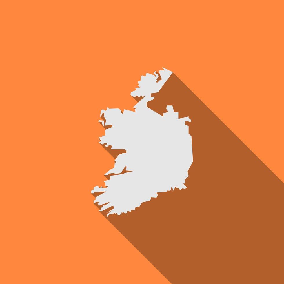 ierland kaart op oranje achtergrond met lange schaduw vector