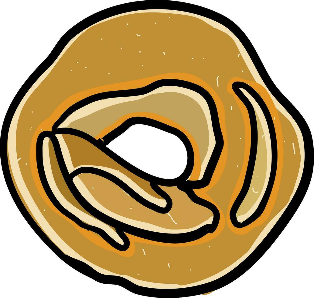 bagel vlak, illustratie, vector Aan wit achtergrond.