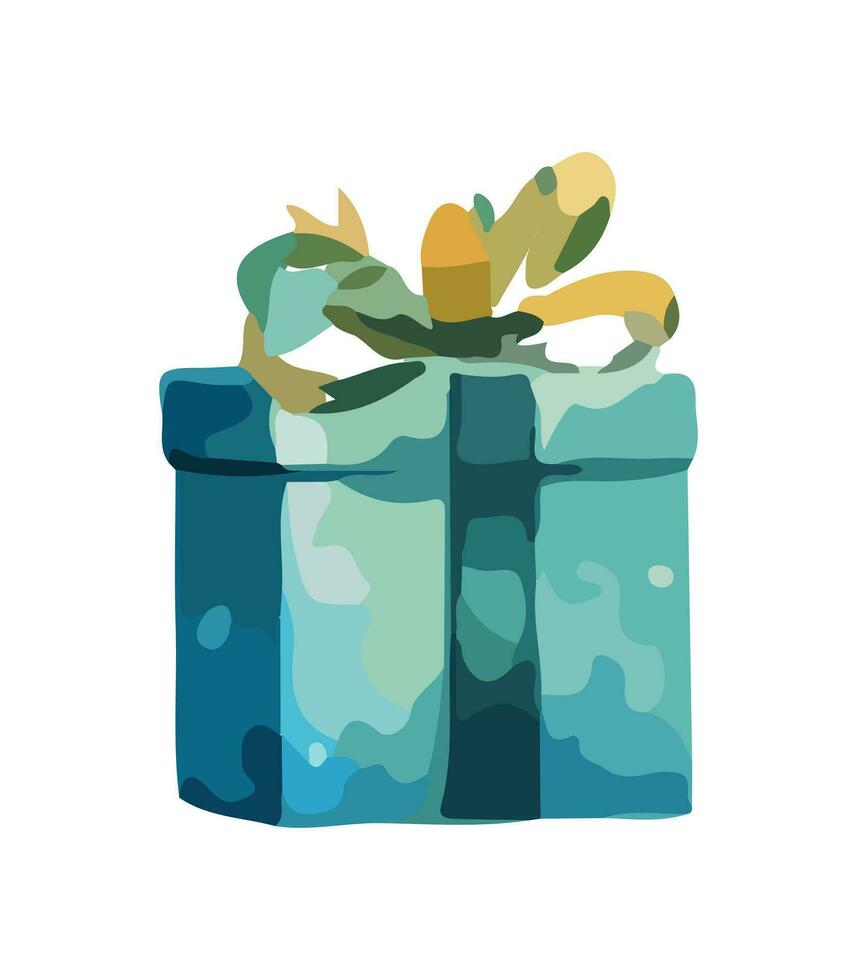 ai gegenereerd geschenk vector illustratie. Kerstmis nieuw jaar decoratie doos. getrokken in tekenfilm waterverf stijl geïsoleerd Aan een wit achtergrond.