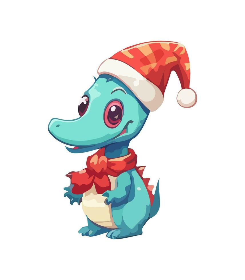 ai gegenereerd vector schattig Kerstmis draak. symbool van de nieuw jaar. dinosaurus illustratie in waterverf stijl