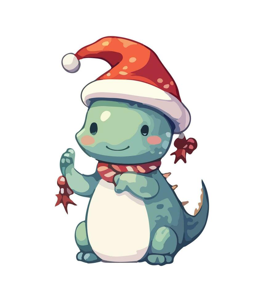 ai gegenereerd vector schattig Kerstmis draak. symbool van de nieuw jaar. dinosaurus illustratie in waterverf stijl