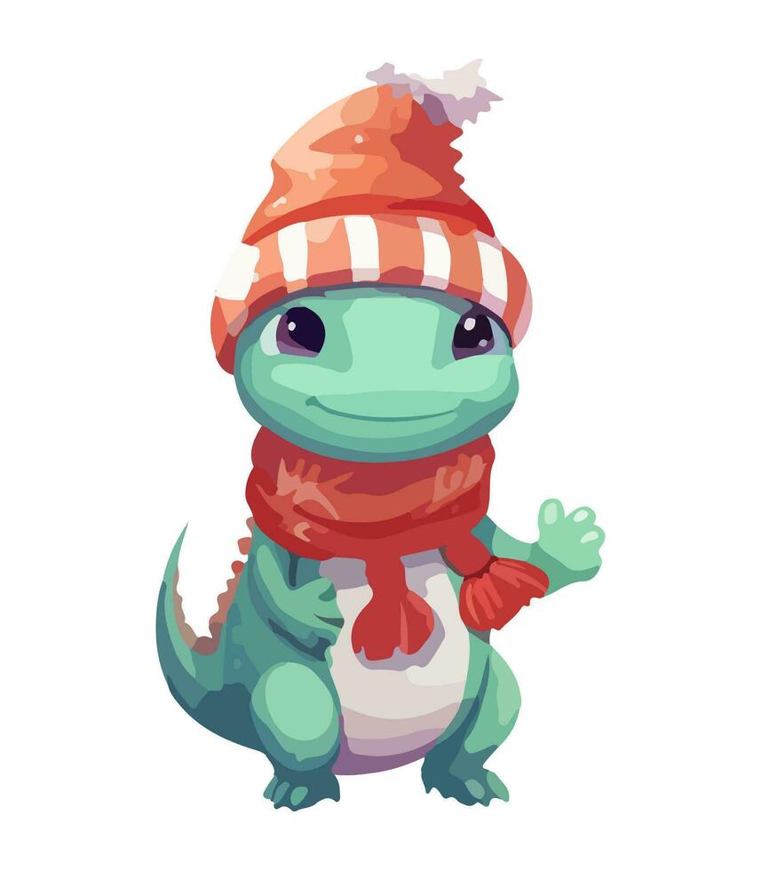 ai gegenereerd vector schattig Kerstmis draak. symbool van de nieuw jaar. dinosaurus illustratie in waterverf stijl