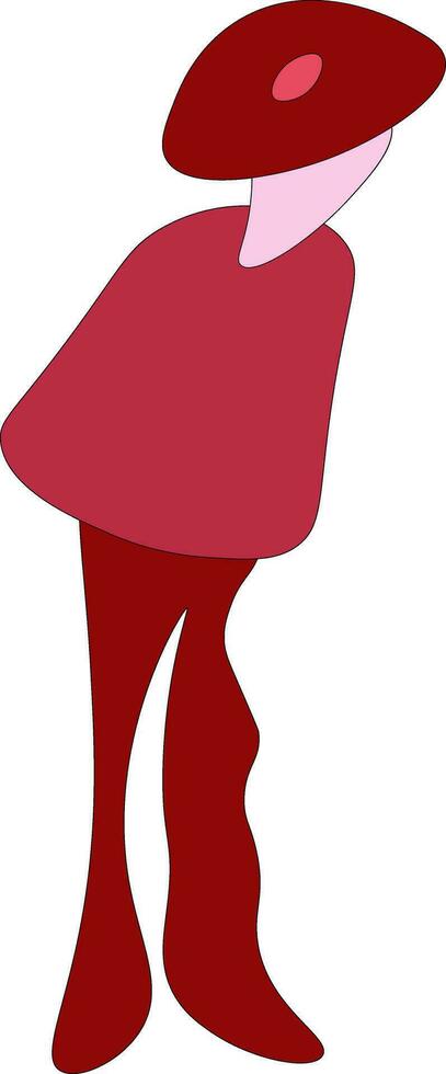 een tekenfilm karakter vervelend rood hoed vector of kleur illustratie