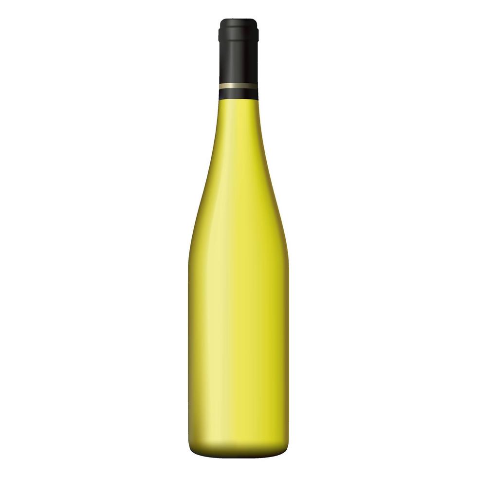 witte wijnfles geïsoleerd op een witte achtergrond. realistische vectorillustratie vector
