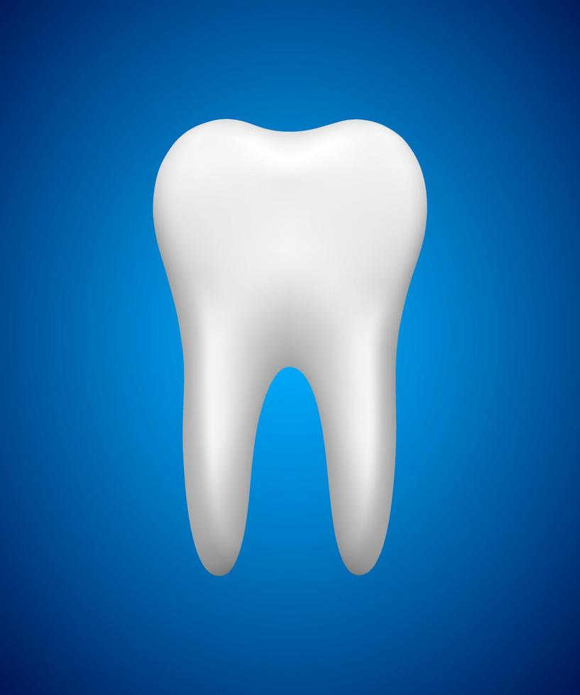 witte tand op blauwe achtergrond. stomatologie icoon. realistische vectorillustratie vector