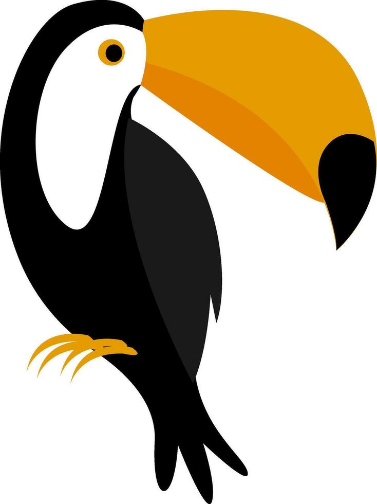clip art van de mooi toekan vogel in zwart, wit, en geel, vector of kleur illustratie