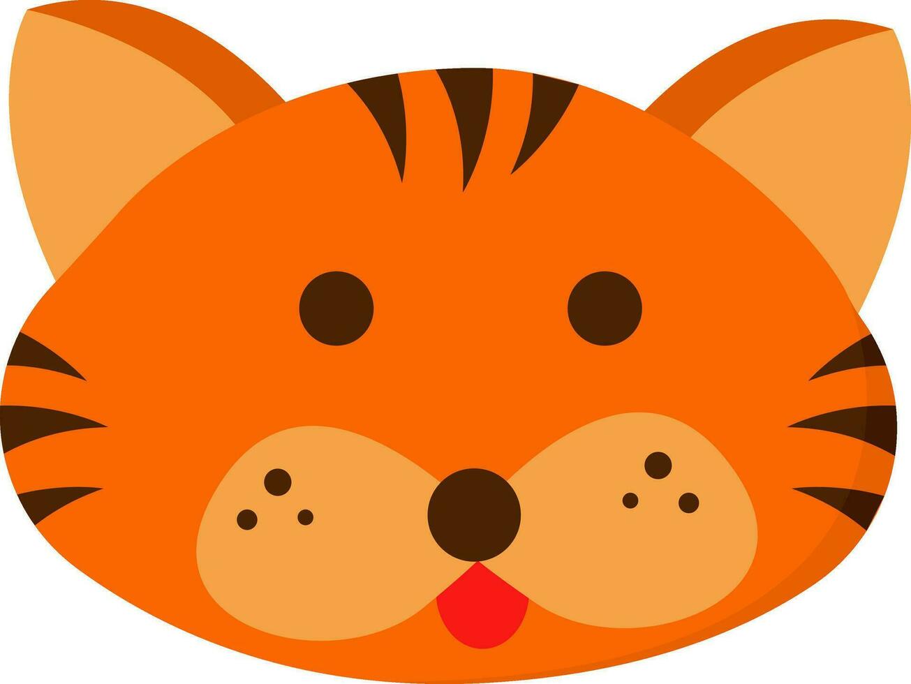tekenfilm afbeelding van de gezicht van een schattig tijger, vector of kleur illustratie