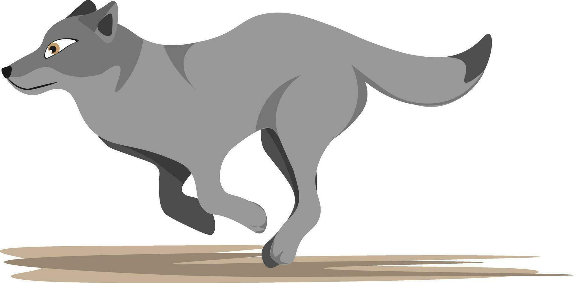 tekening van een rennen wolf, vector of kleur illustratie