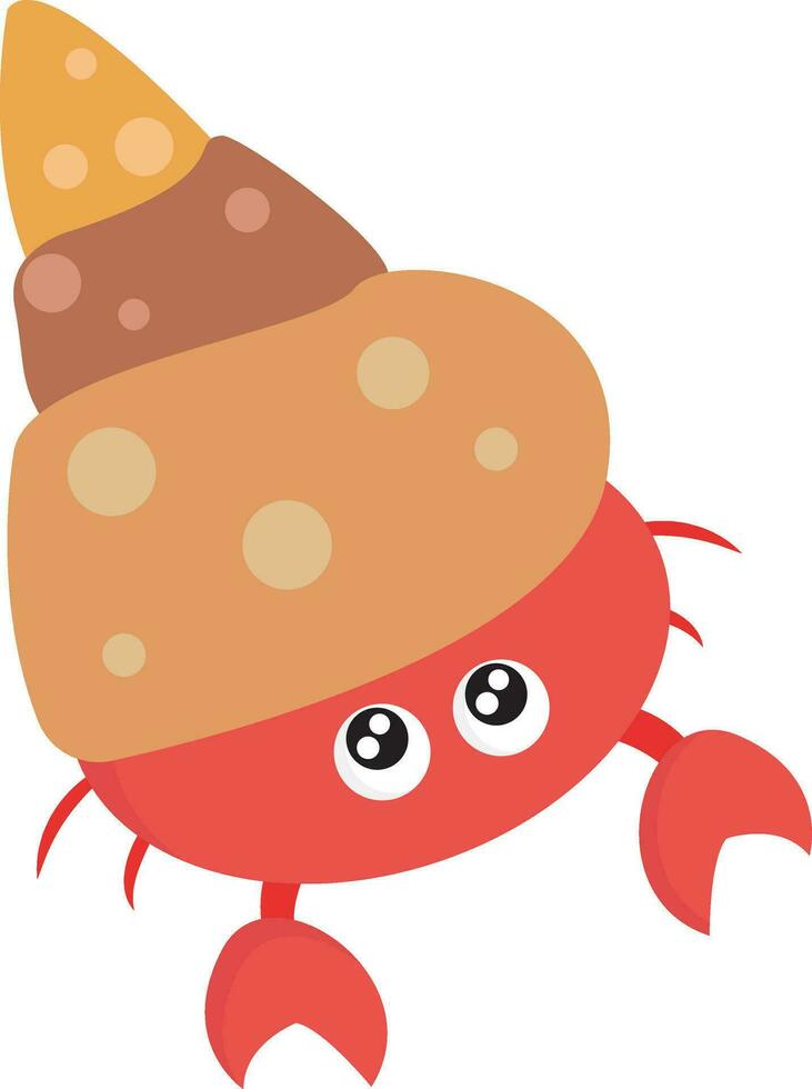 een krab in schelp , vector of kleur illustratie