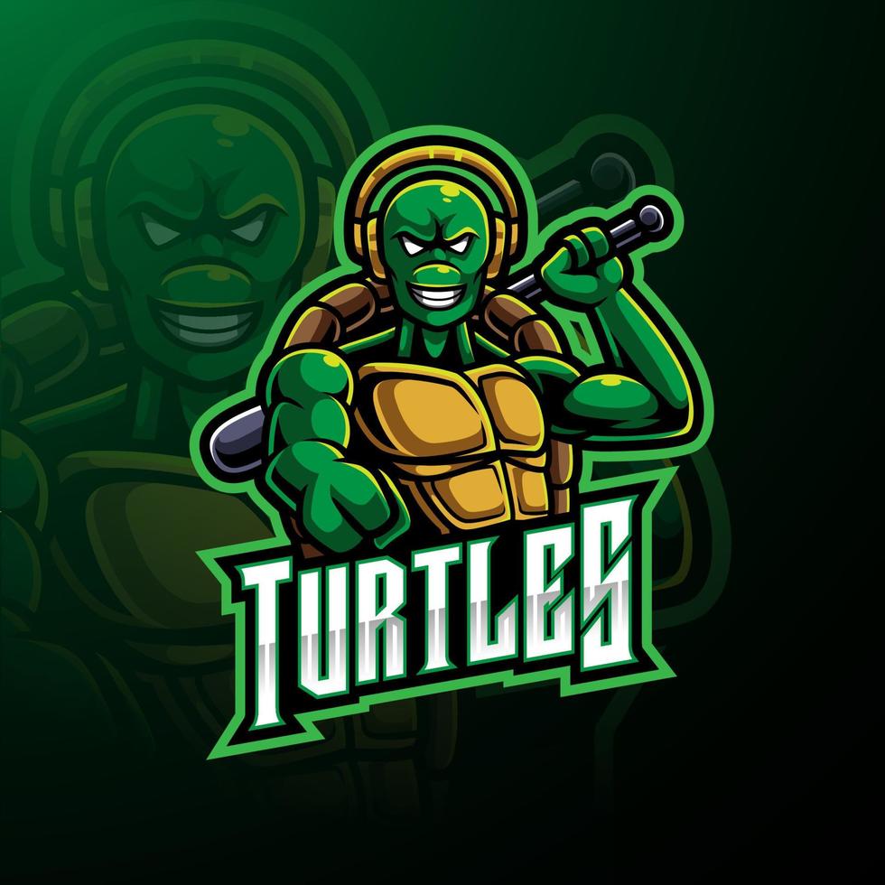 schildpad esport mascotte logo ontwerp vector
