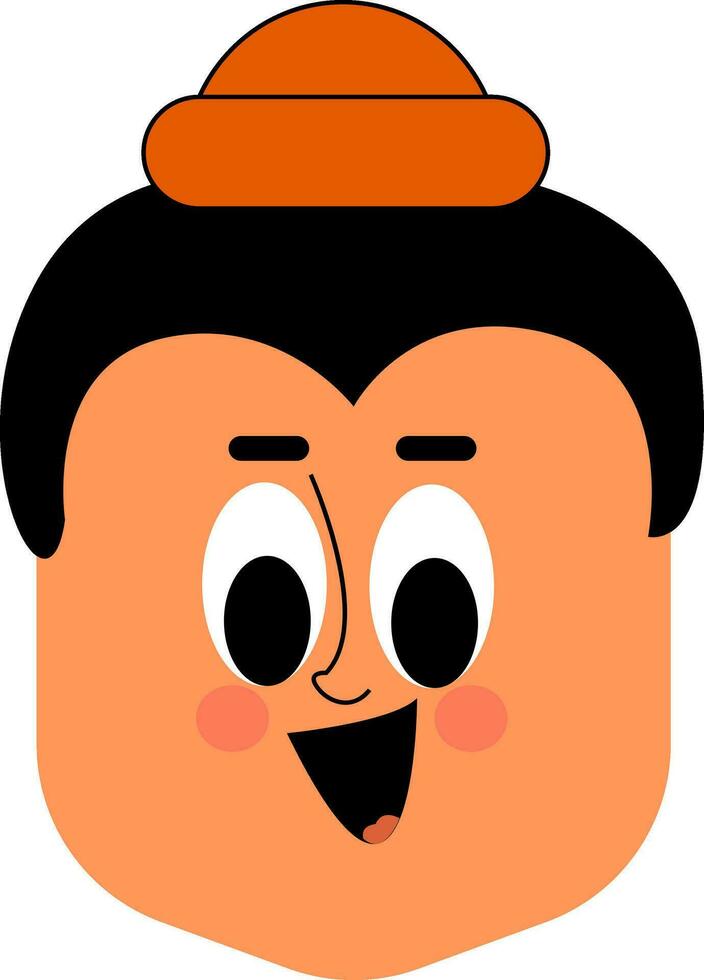 een kind met oranje hoed, vector of kleur illustratie.