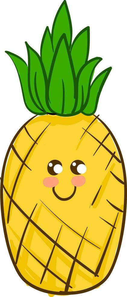 beeld van schattig ananas, vector of kleur illustratie.