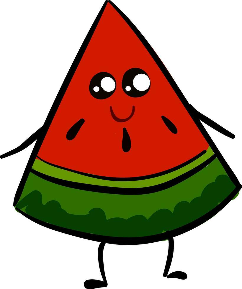 beeld van schattig watermeloen, vector of kleur illustratie.