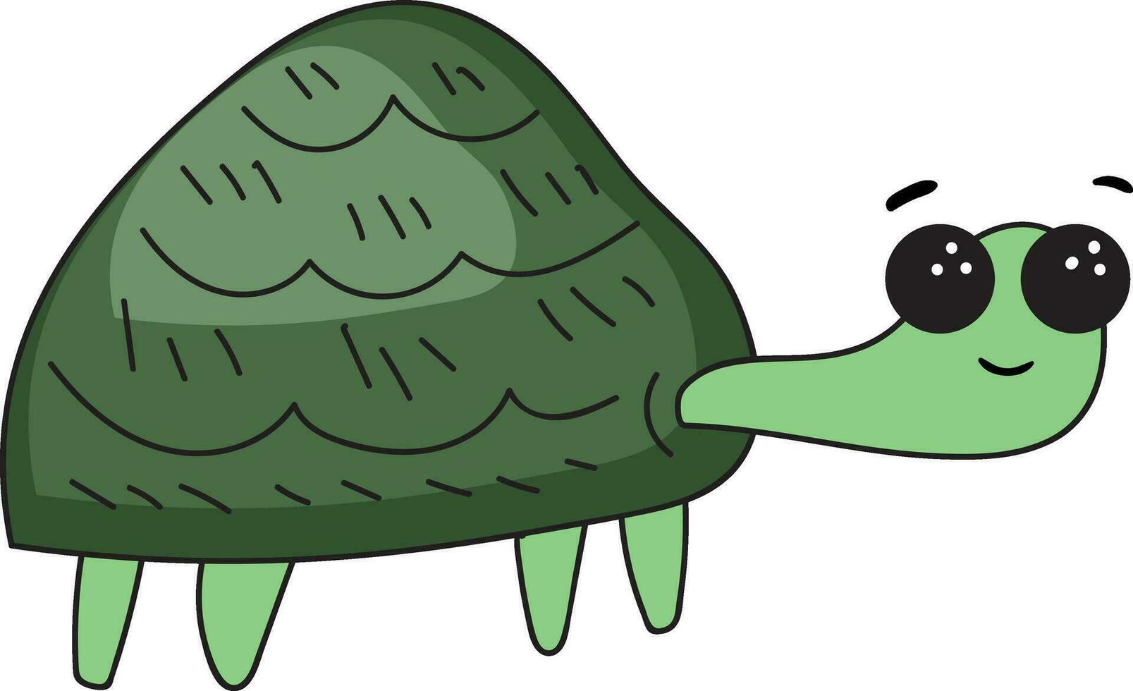 grappig tekenfilm schildpad reeks Aan geïsoleerd wit achtergrond bekeken van kant vector of kleur illustratie