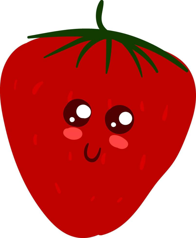 emoji van de glimlachen rood aardbei, vector of kleur illustratie