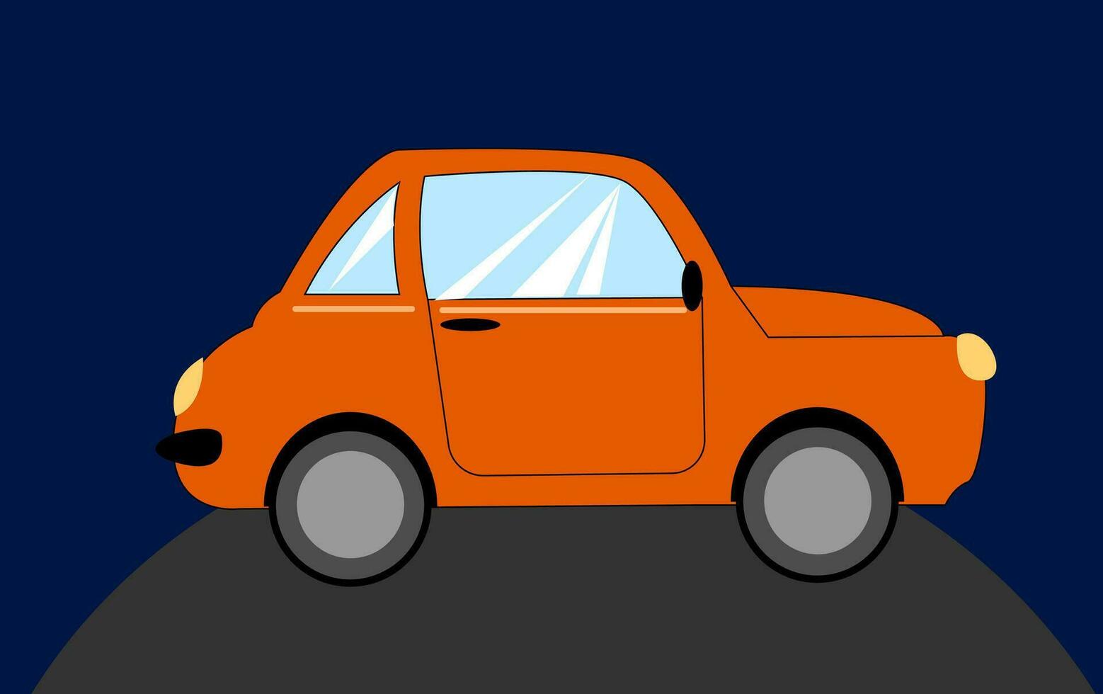 portret van een oranje auto over- blauw achtergrond bekeken van de kant vector of kleur illustratie
