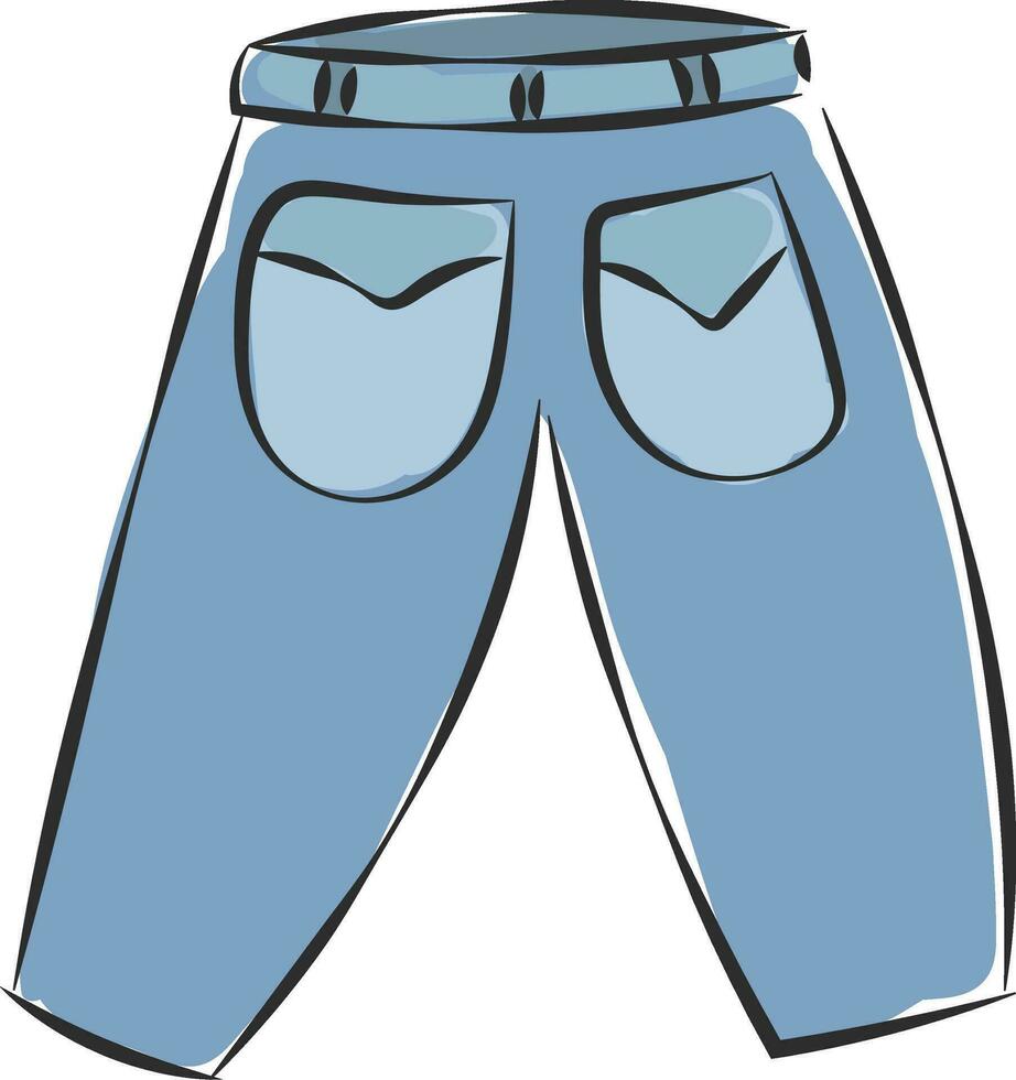 portret van een vitrine blauw gekleurd jeans hijgen vector of kleur illustratie